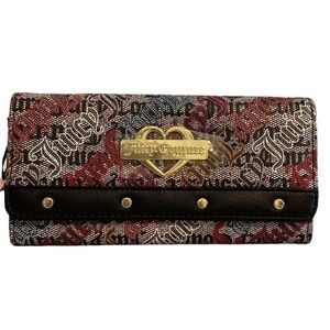 Juicy Couture Glam Elongated Flap Wallet Black Multi New